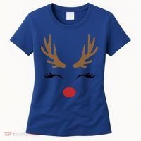 Cute Lady Reindeer Face With Eyelashes And Antlers Gift Novelty Gift Women's T-Shirt thumb 0