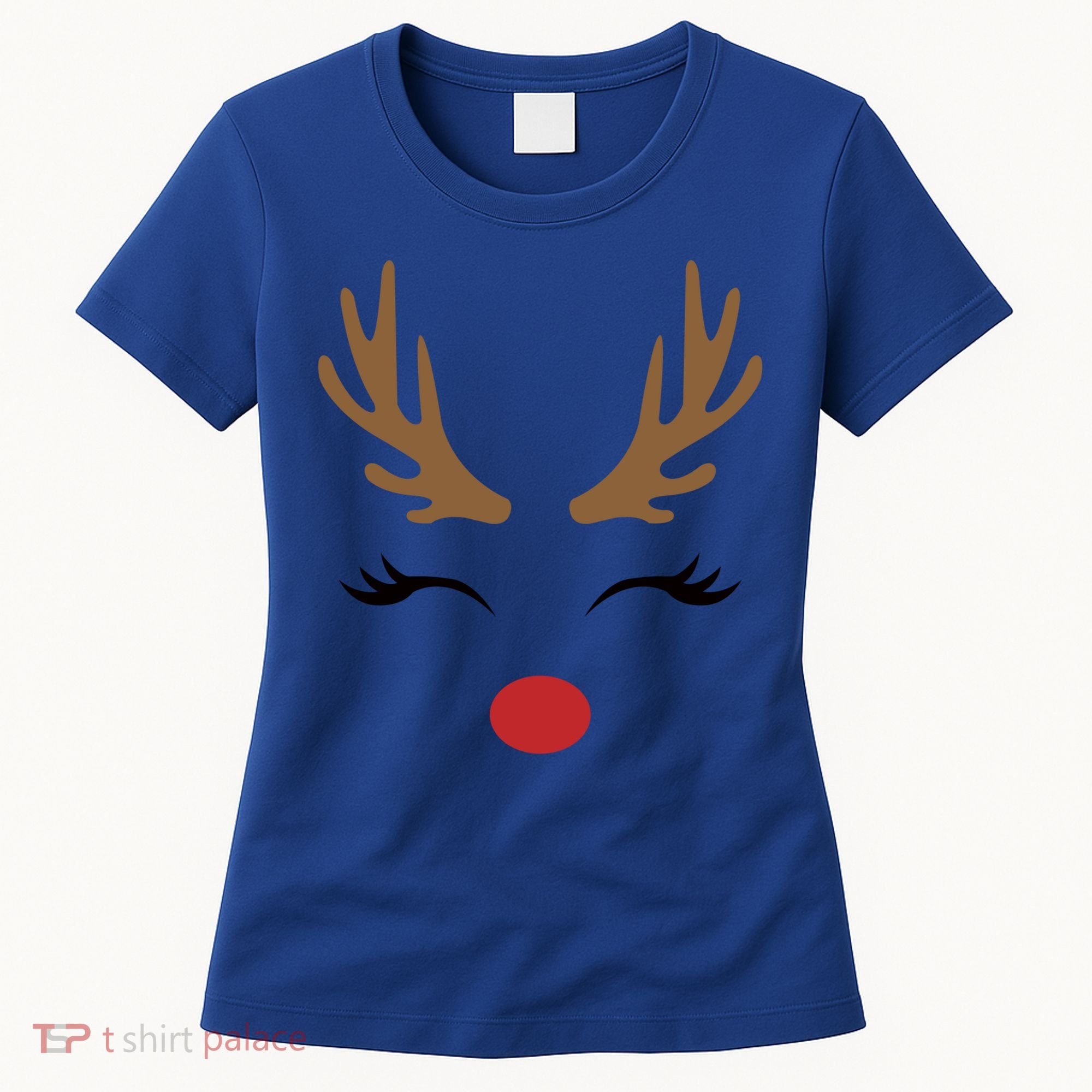 Cute Lady Reindeer Face With Eyelashes And Antlers Gift Novelty Gift Women's T-Shirt