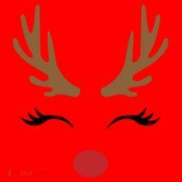 Cute Lady Reindeer Face With Eyelashes And Antlers Gift Novelty Gift Santa Hat thumb 1