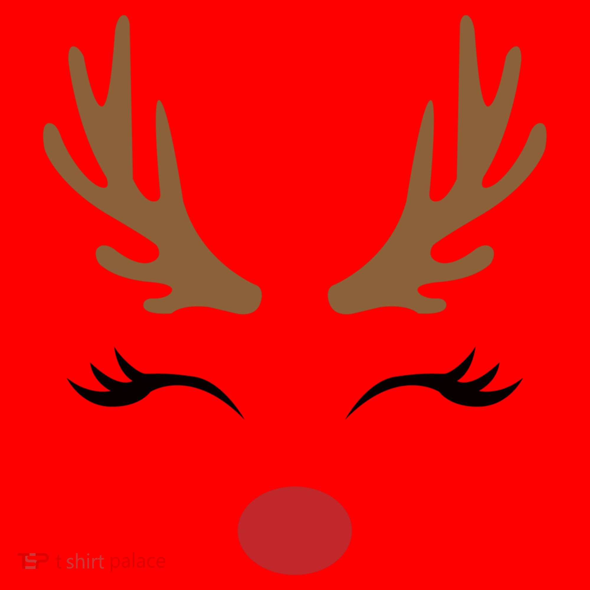 Cute Lady Reindeer Face With Eyelashes And Antlers Gift Novelty Gift Santa Hat