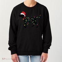 Christmas Labrador Retriever In Santa Hat Xmas Lights Funny Gift Women's Sweatshirt thumb 0