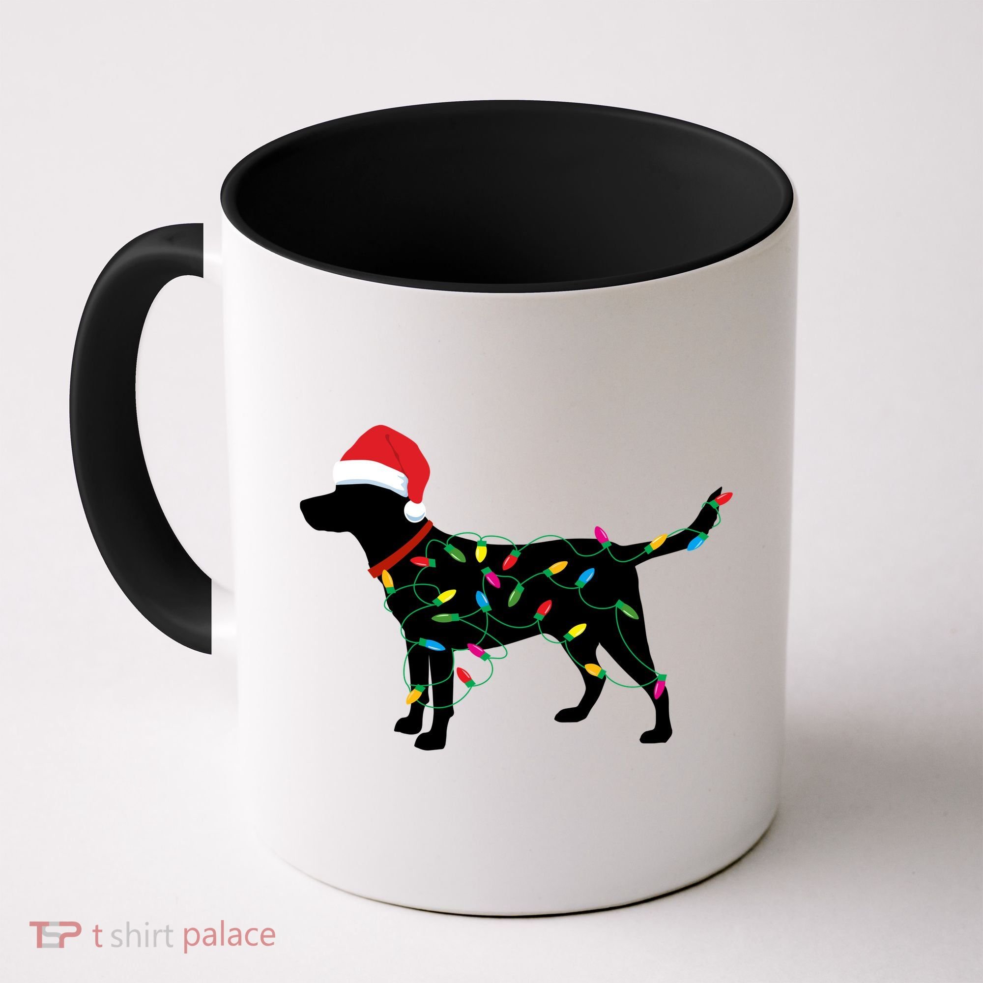 Christmas Labrador Retriever In Santa Hat Xmas Lights Funny Gift Coffee Mug