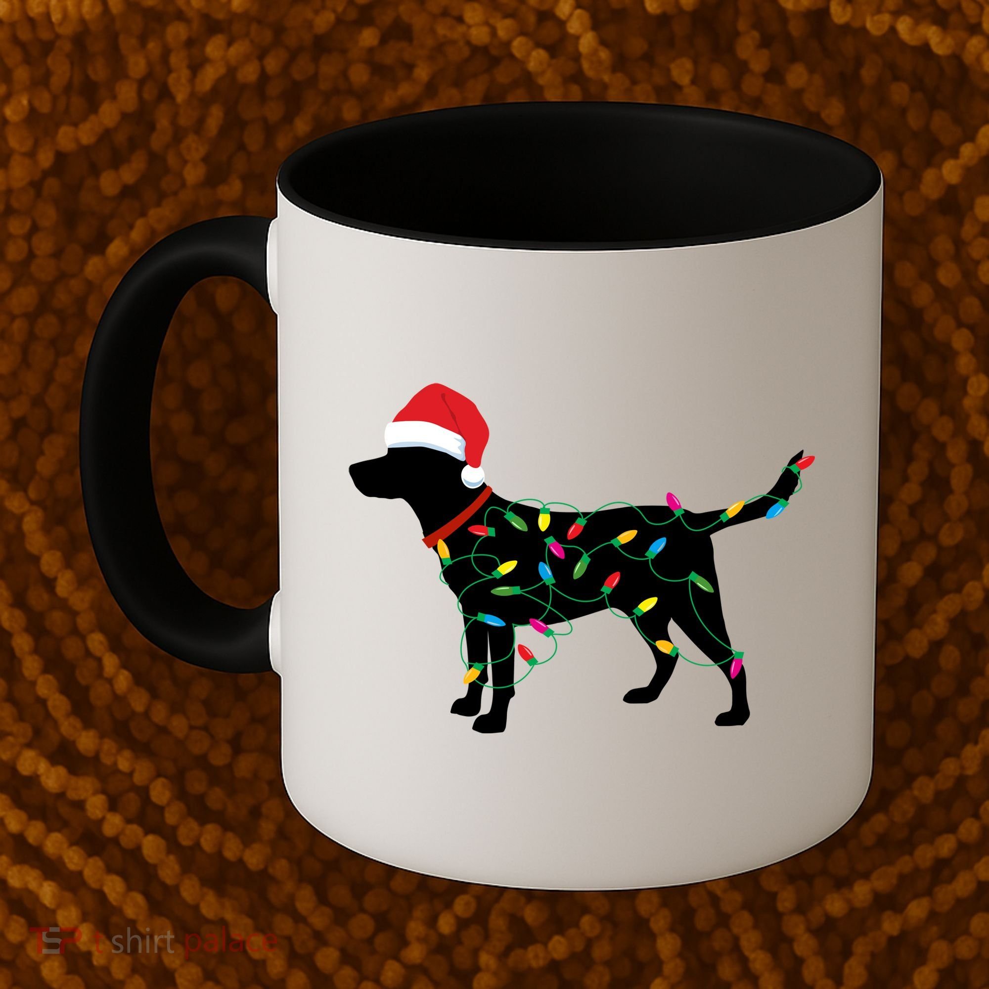 Christmas Labrador Retriever In Santa Hat Xmas Lights Funny Gift Coffee Mug
