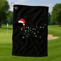 Christmas Labrador Retriever In Santa Hat Xmas Lights Funny Gift Golf Towel thumb 1