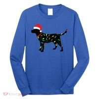 Christmas Labrador Retriever In Santa Hat Xmas Lights Funny Gift Long Sleeve Shirt thumb 0