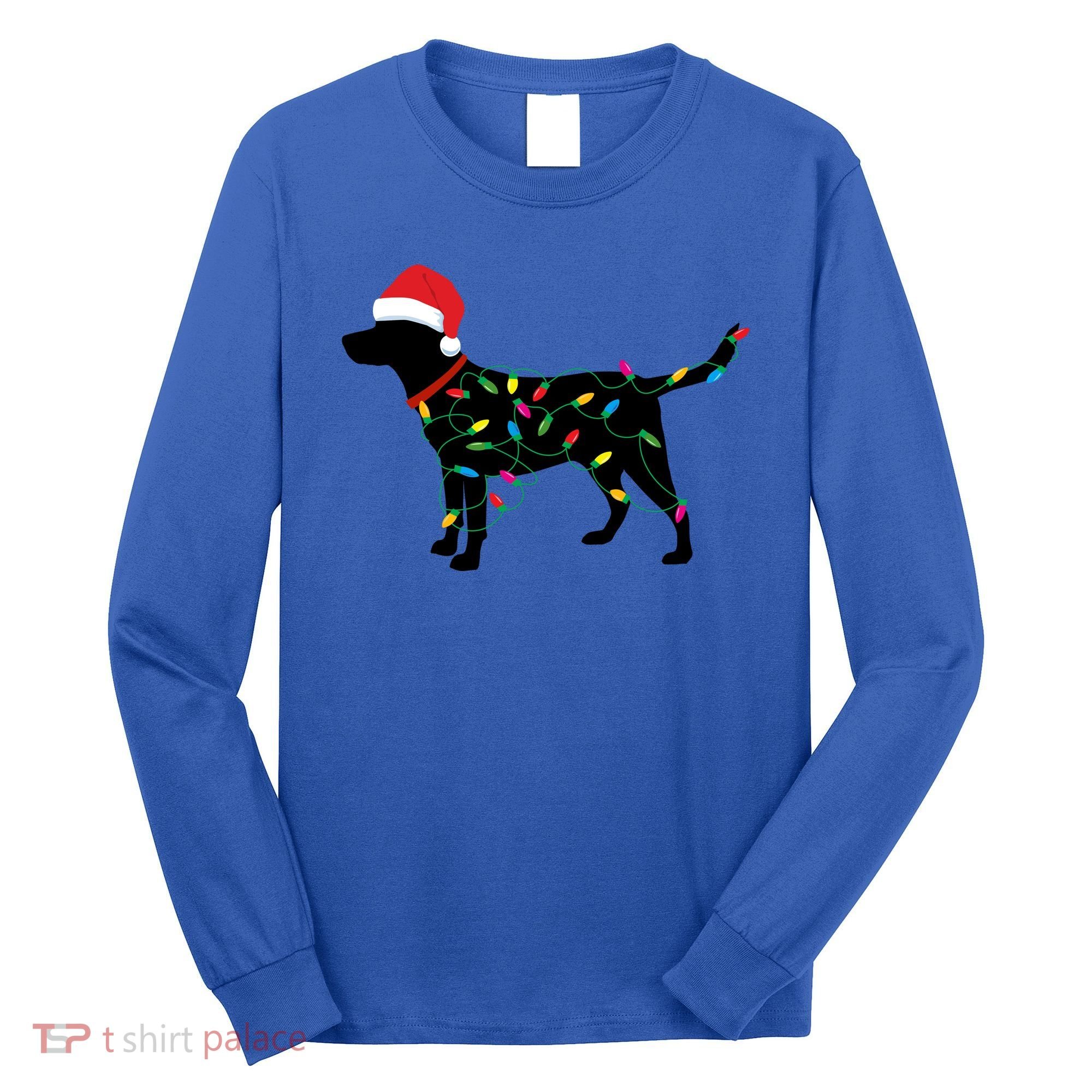 Christmas Labrador Retriever In Santa Hat Xmas Lights Funny Gift Long Sleeve Shirt