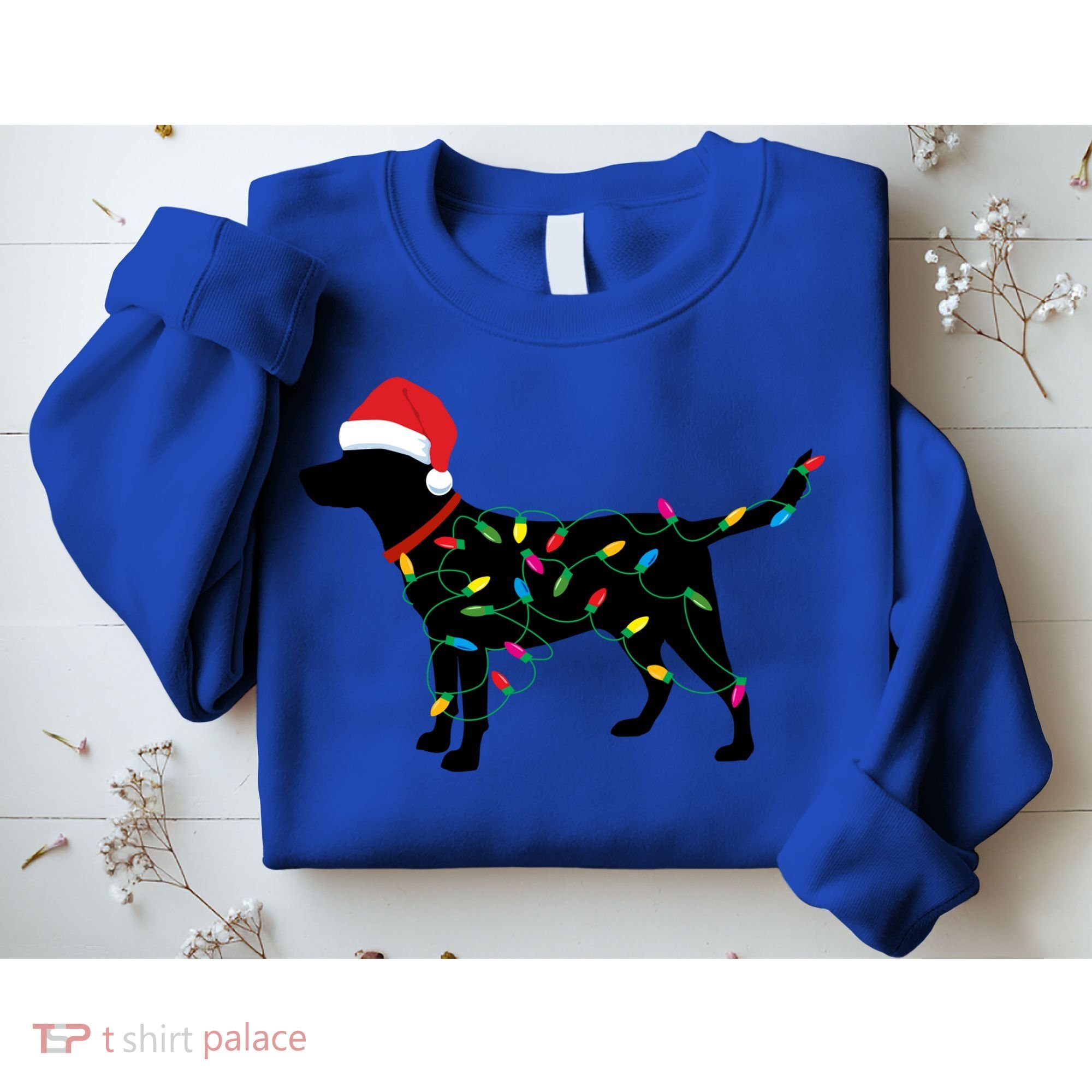 Christmas Labrador Retriever In Santa Hat Xmas Lights Funny Gift Sweatshirt