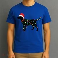 Christmas Labrador Retriever In Santa Hat Xmas Lights Funny Gift T-Shirt thumb 3