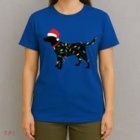 Christmas Labrador Retriever In Santa Hat Xmas Lights Funny Gift T-Shirt thumb 4