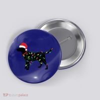 Christmas Labrador Retriever In Santa Hat Xmas Lights Funny Gift Button thumb 0