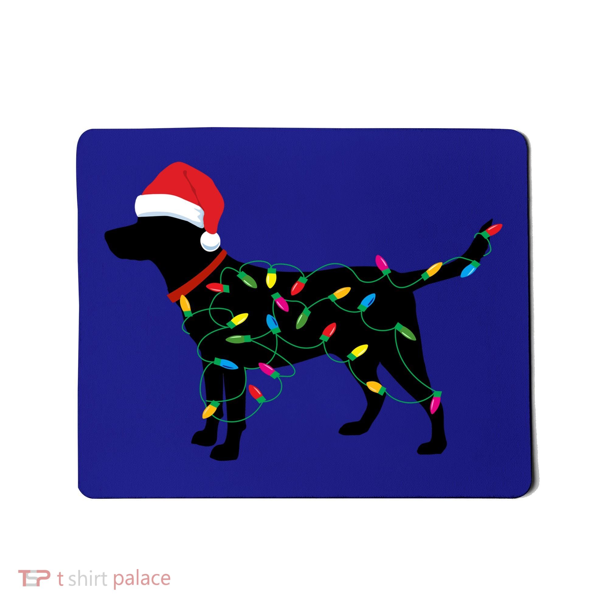 Christmas Labrador Retriever In Santa Hat Xmas Lights Funny Gift Mousepad