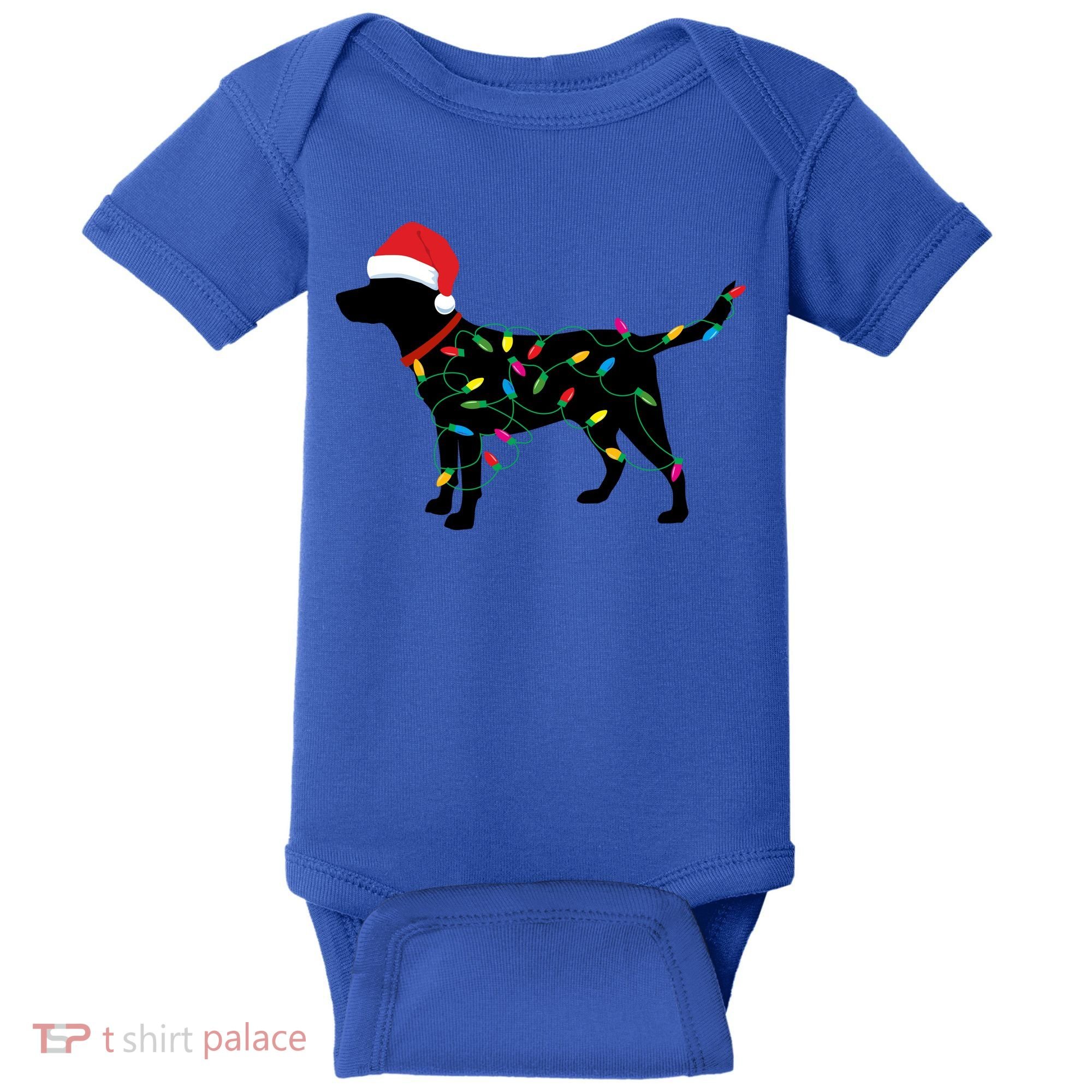 Christmas Labrador Retriever In Santa Hat Xmas Lights Funny Gift Baby Bodysuit