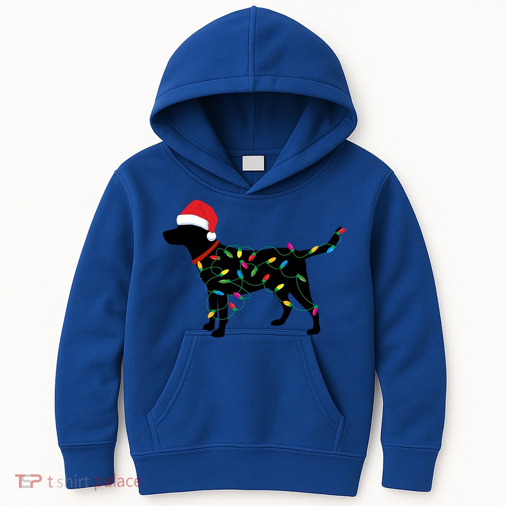 Christmas Labrador Retriever In Santa Hat Xmas Lights Funny Gift Kids Hoodie