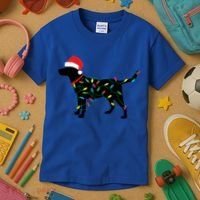 Christmas Labrador Retriever In Santa Hat Xmas Lights Funny Gift Kids T-Shirt thumb 3