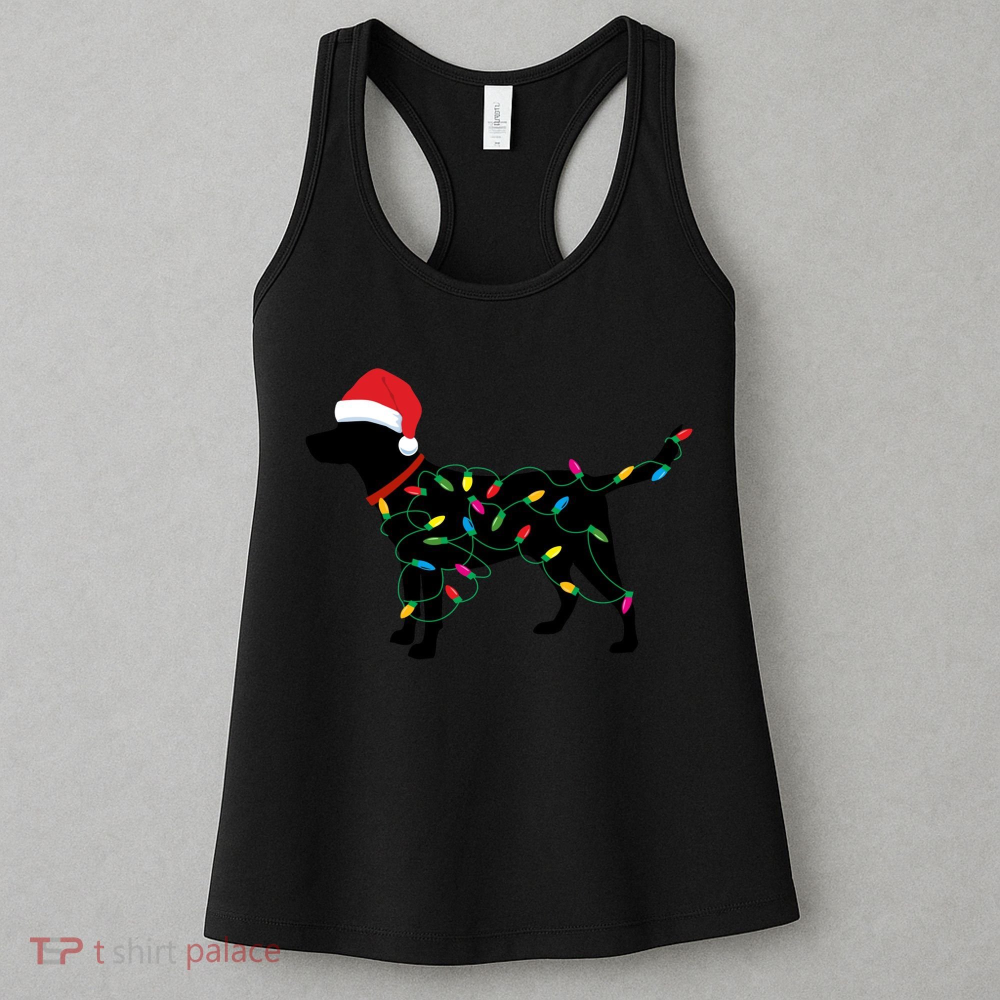 Christmas Labrador Retriever In Santa Hat Christmas Lights Holiday Dog Gift Sant Women's Tank Top