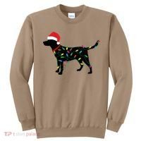Christmas Labrador Retriever In Santa Hat Christmas Lights Holiday Dog Gift Sant Sweatshirt thumb 0