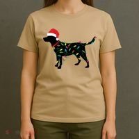 Christmas Labrador Retriever In Santa Hat Christmas Lights Holiday Dog Gift Sant T-Shirt thumb 4