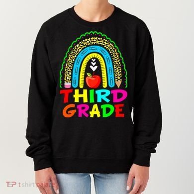 Cute Leopard Rainbow Funny Third Grade Teacher Women's Sweatshirt