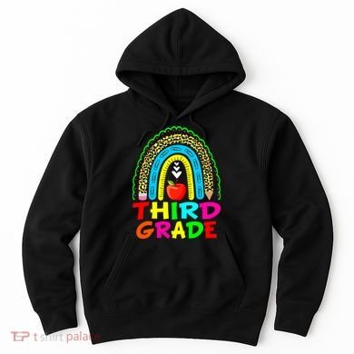 Cute Leopard Rainbow Funny Third Grade Teacher Hoodie