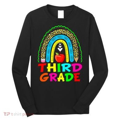Cute Leopard Rainbow Funny Third Grade Teacher Long Sleeve Shirt