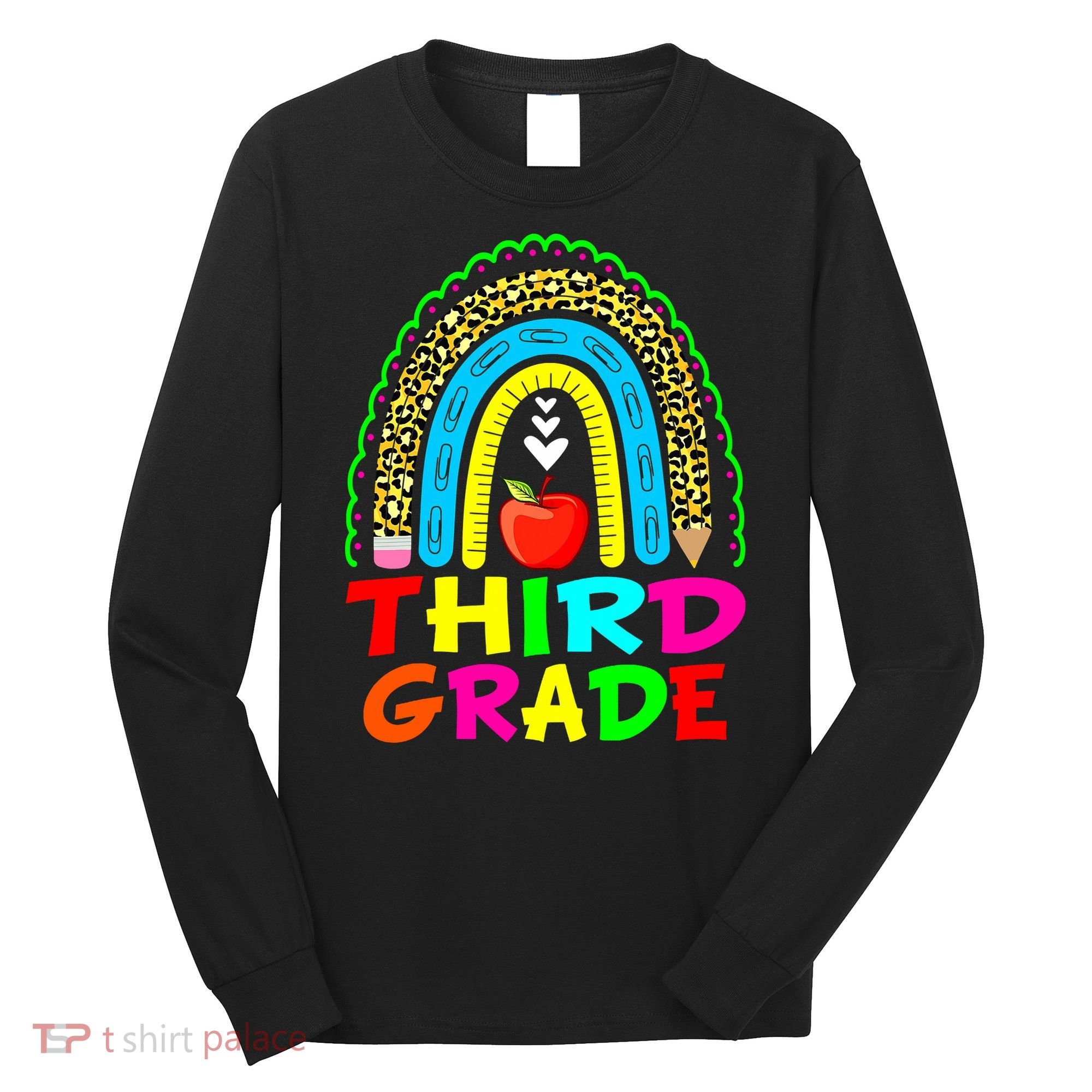 Cute Leopard Rainbow Funny Third Grade Teacher Long Sleeve Shirt