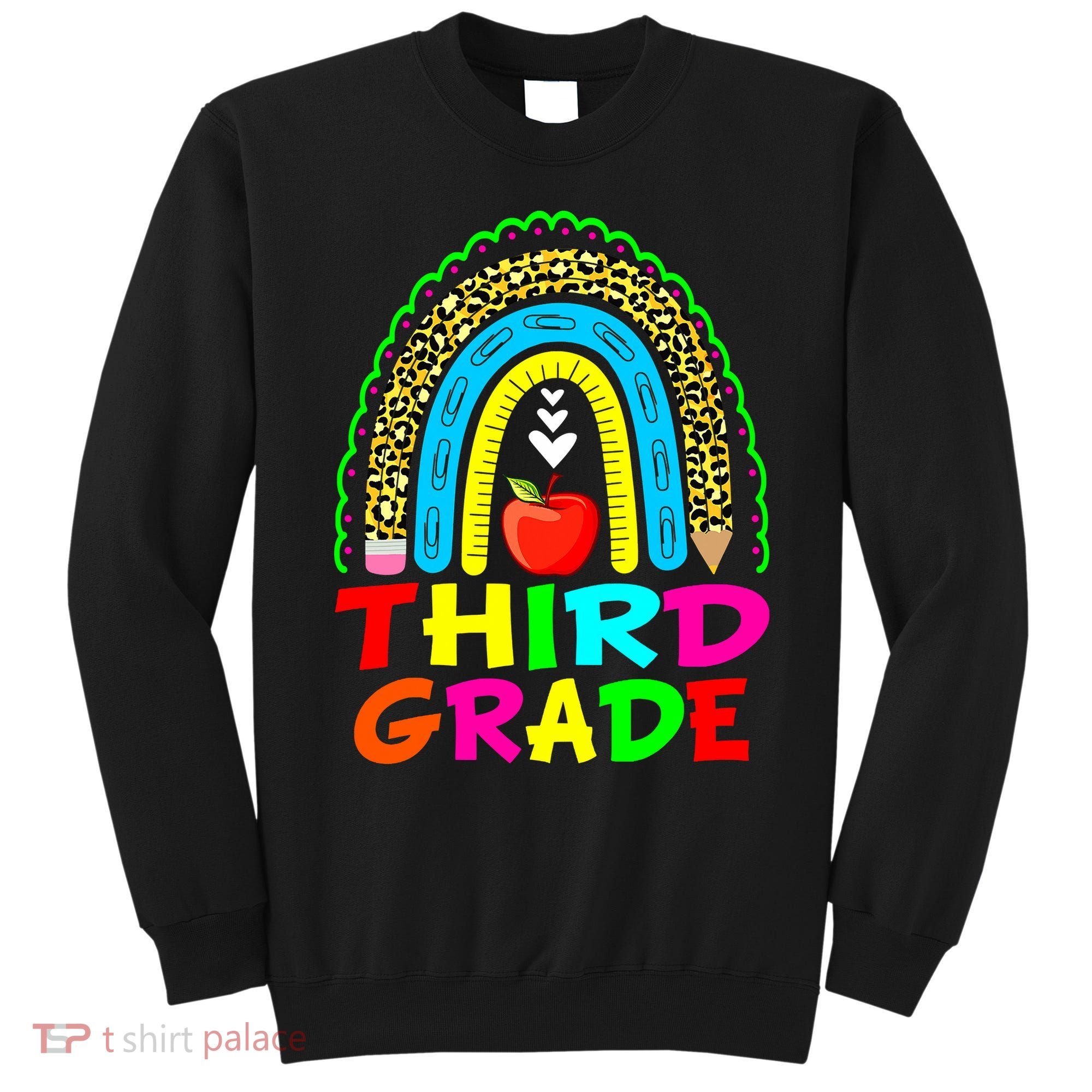 Cute Leopard Rainbow Funny Third Grade Teacher Sweatshirt