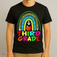 Cute Leopard Rainbow Funny Third Grade Teacher T-Shirt thumb 3