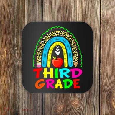 Cute Leopard Rainbow Funny Third Grade Teacher Coaster