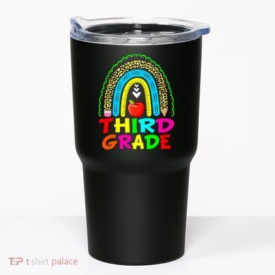 Cute Leopard Rainbow Funny Third Grade Teacher Tumbler