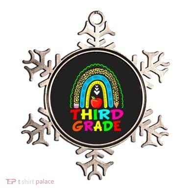 Cute Leopard Rainbow Funny Third Grade Teacher Ornament
