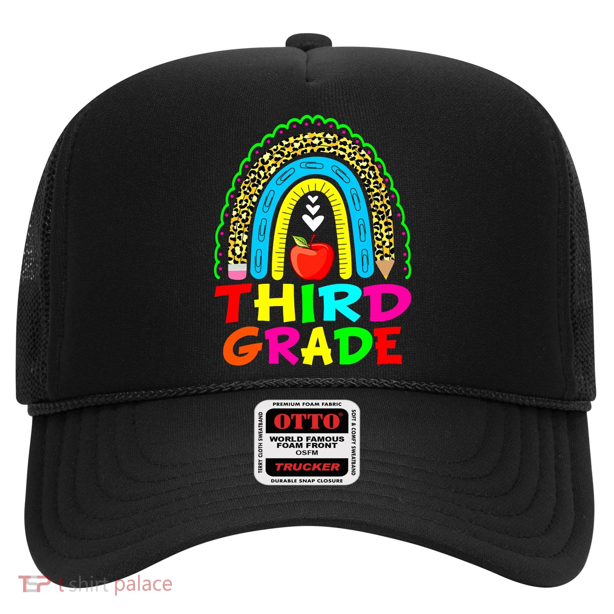 Cute Leopard Rainbow Funny Third Grade Teacher Hat