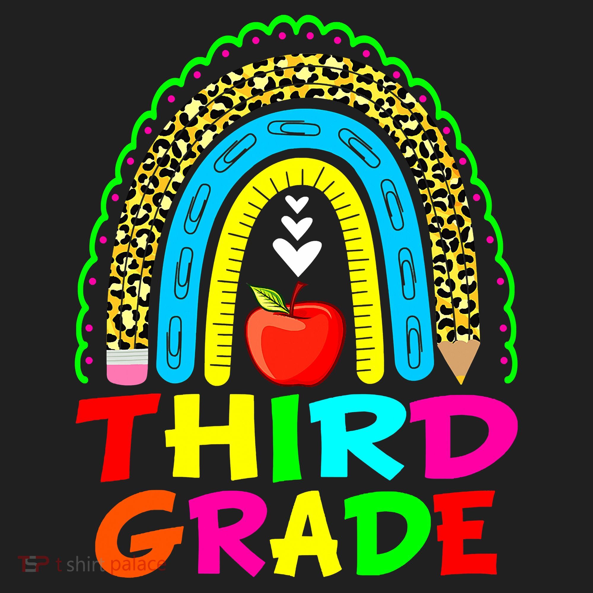 Cute Leopard Rainbow Funny Third Grade Teacher Hat