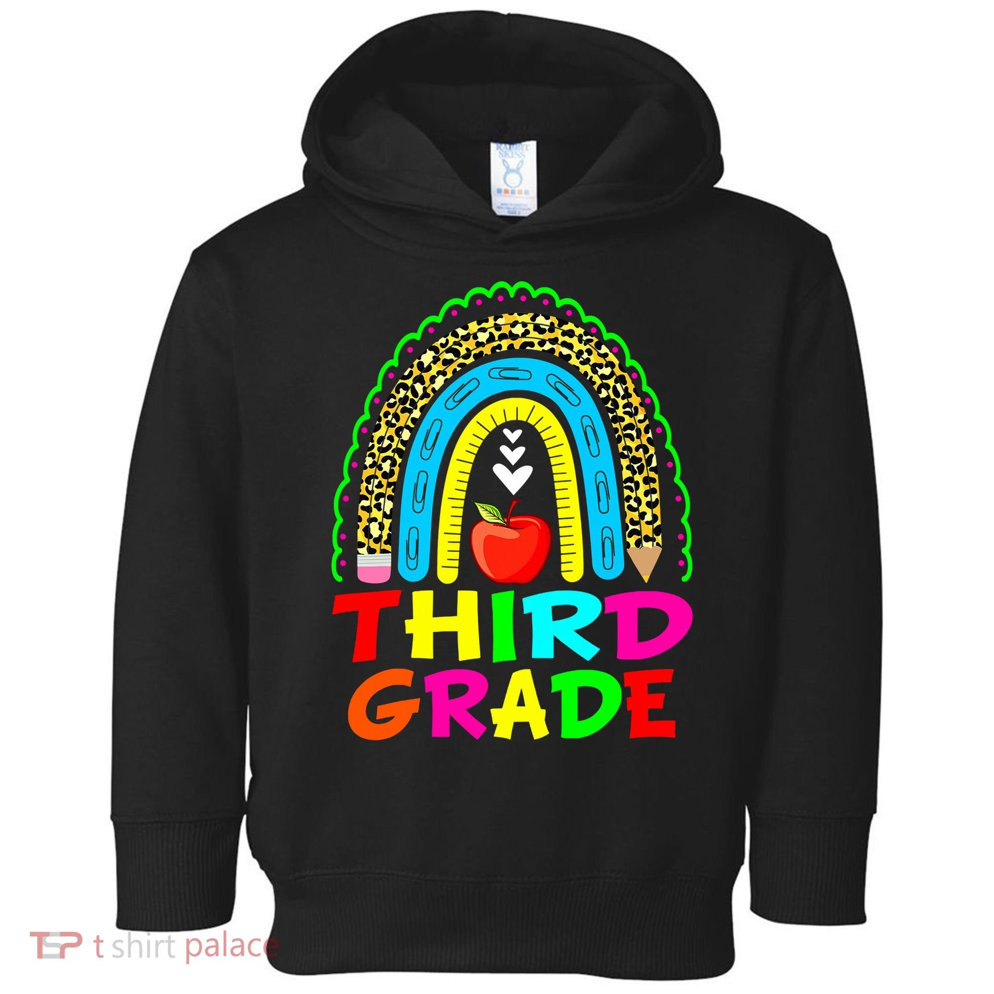 Cute Leopard Rainbow Funny Third Grade Teacher Toddler Hoodie