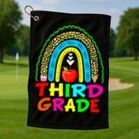 Cute Leopard Rainbow Funny Third Grade Teacher Golf Towel thumb 1