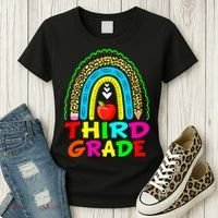 Cute Leopard Rainbow Funny Third Grade Teacher Women's T-Shirt thumb 3