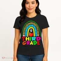 Cute Leopard Rainbow Funny Third Grade Teacher Women's T-Shirt thumb 4