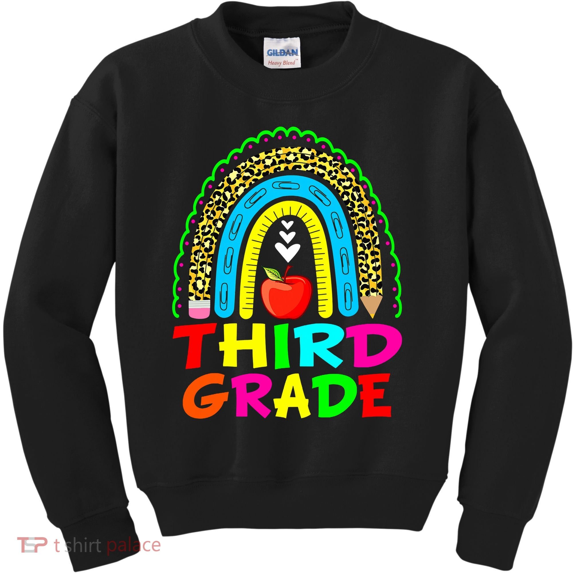 Cute Leopard Rainbow Funny Third Grade Teacher Kids Sweatshirt