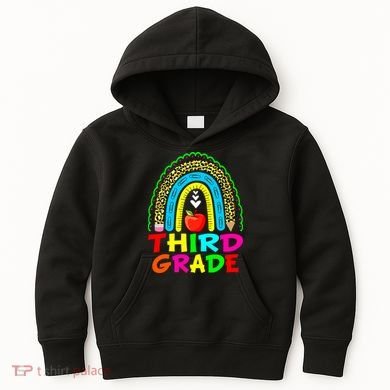 Cute Leopard Rainbow Funny Third Grade Teacher Kids Hoodie
