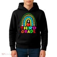 Cute Leopard Rainbow Funny Third Grade Teacher Kids Hoodie thumb 4