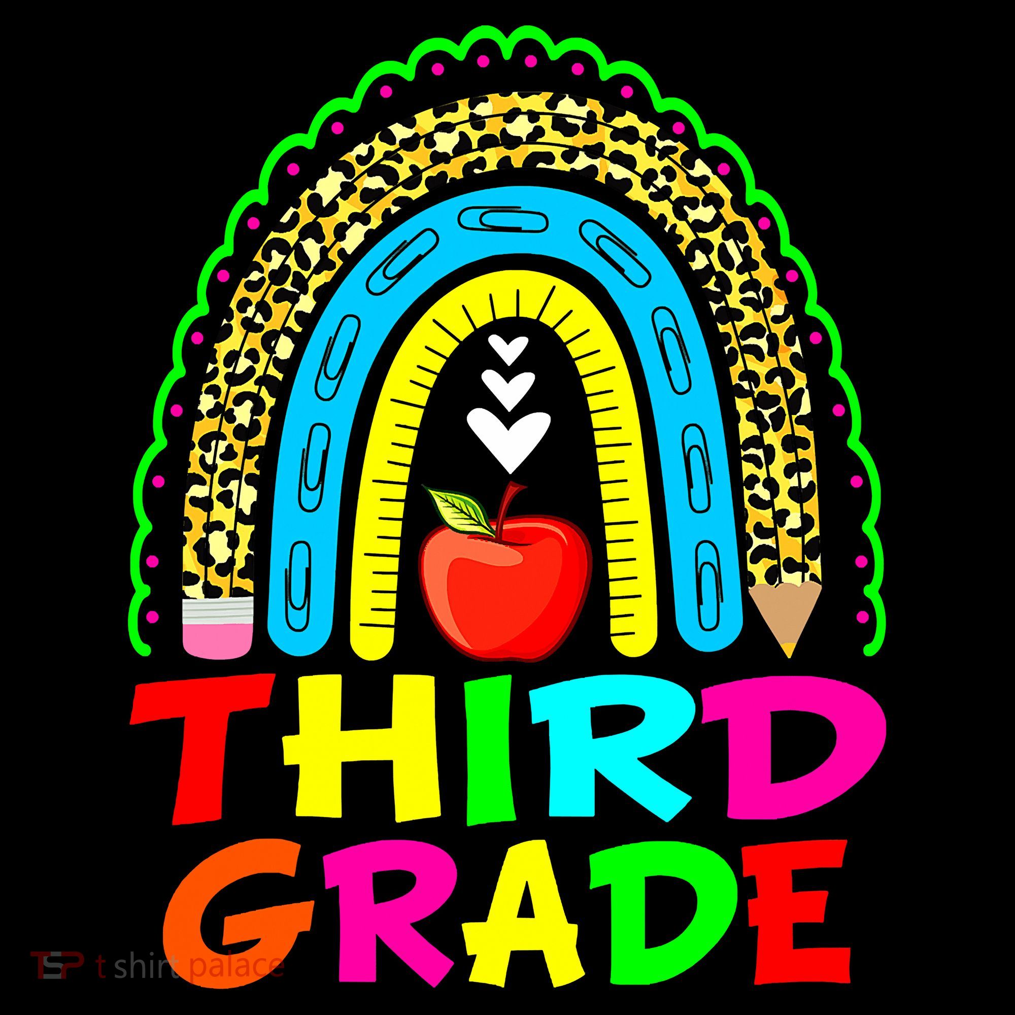 Cute Leopard Rainbow Funny Third Grade Teacher Kids Long Sleeve Shirt