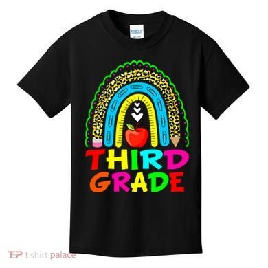 Cute Leopard Rainbow Funny Third Grade Teacher Kids T-Shirt