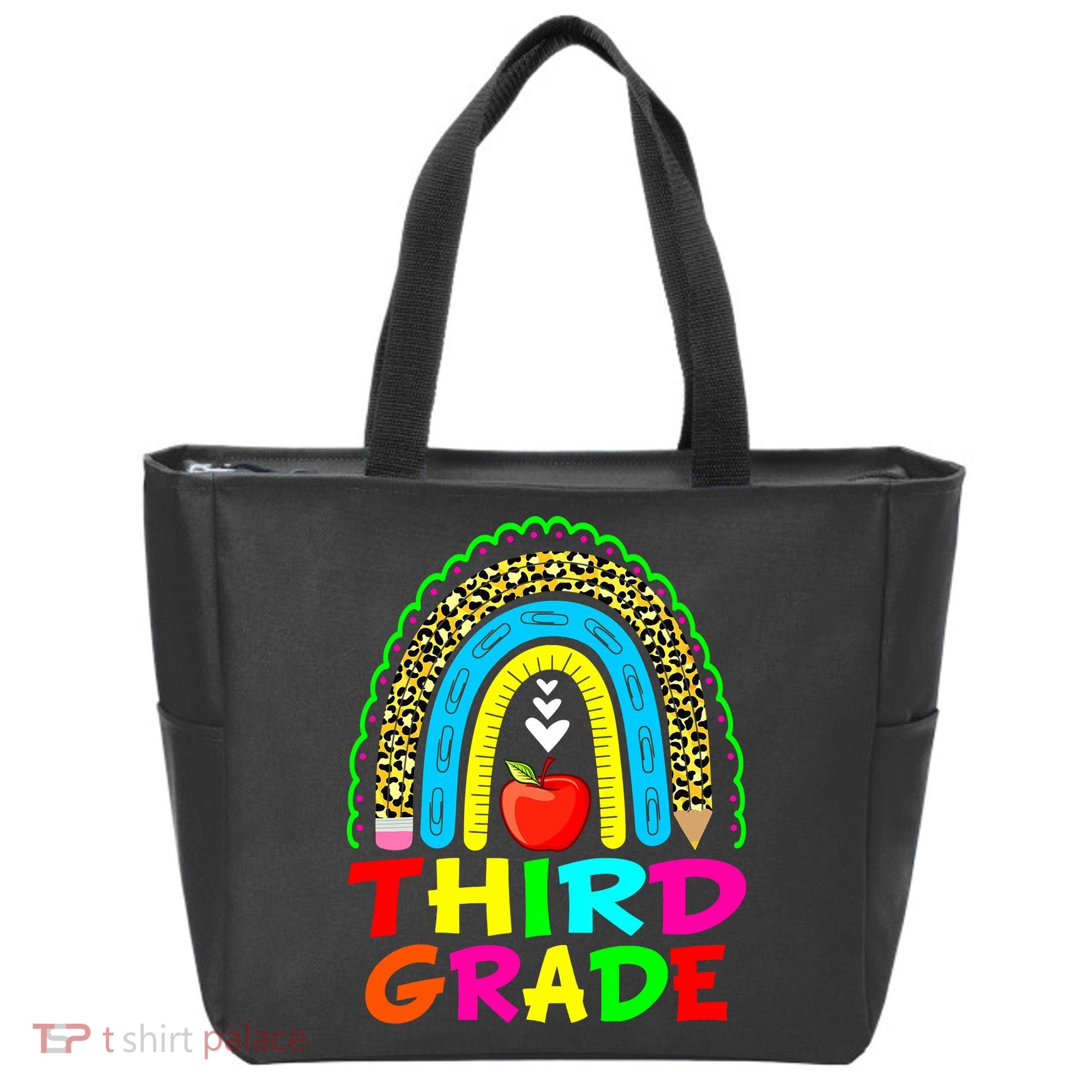 Cute Leopard Rainbow Funny Third Grade Teacher Tote Bag