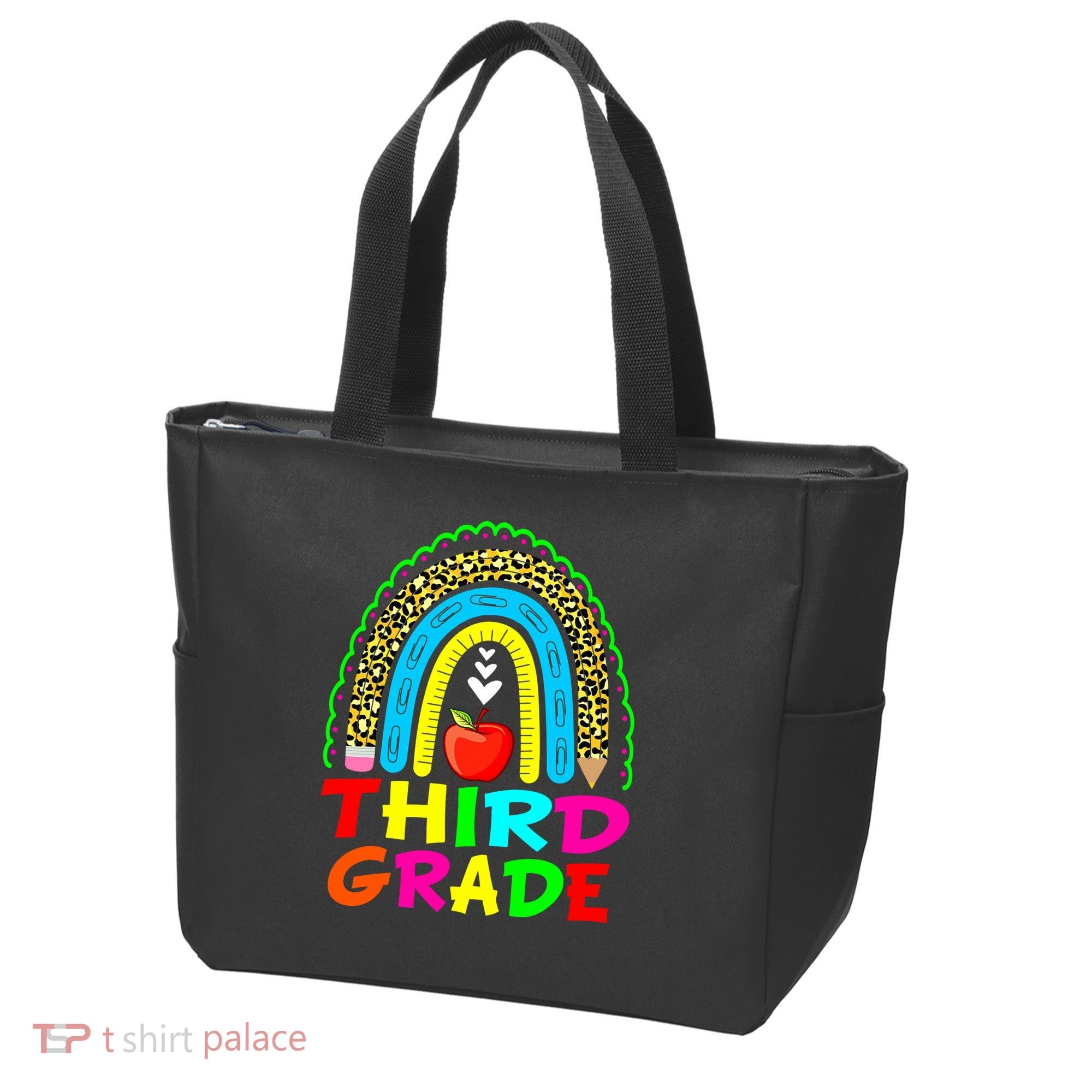 Cute Leopard Rainbow Funny Third Grade Teacher Tote Bag