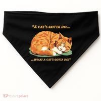 Cat Lover Sleeping Cat A Cats Gotta Do Funny Cat Saying USA-Made Doggie Bandana thumb 0