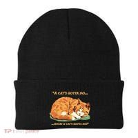 Cat Lover Sleeping Cat A Cats Gotta Do Funny Cat Saying Beanie thumb 0