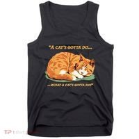 Cat Lover Sleeping Cat A Cats Gotta Do Funny Cat Saying Tank Top thumb 0