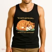 Cat Lover Sleeping Cat A Cats Gotta Do Funny Cat Saying Tank Top thumb 3