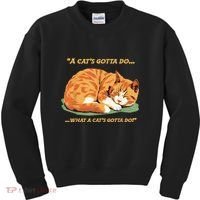 Cat Lover Sleeping Cat A Cats Gotta Do Funny Cat Saying Kids Sweatshirt thumb 0