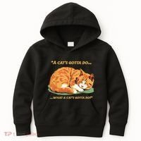 Cat Lover Sleeping Cat A Cats Gotta Do Funny Cat Saying Kids Hoodie thumb 0