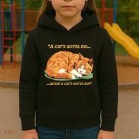 Cat Lover Sleeping Cat A Cats Gotta Do Funny Cat Saying Kids Hoodie thumb 3